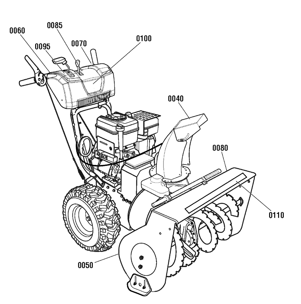 Decals Group Diagram and Parts List for 1695867-CM741450S 2010 Briggs and Stratton Snow Blower